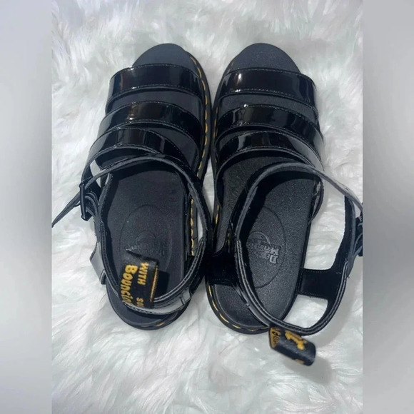 Dr. Martens Blaire Hydro Leather Black Strappy Platform Gothic Sandals 8 - Picture 7 of 8